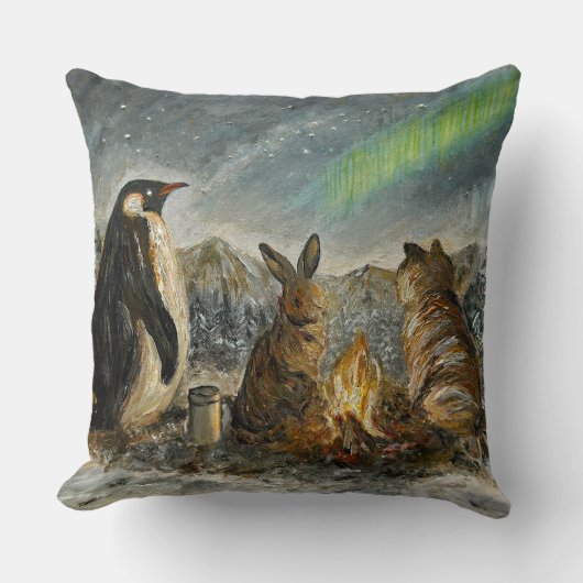 Beam Lingering Whimsical Aurora Animals Painting Kussen (Voorkant)