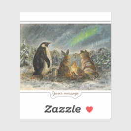 Beam Lingering Whimsical Aurora Animals Painting Sticker