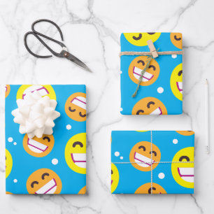Beaming gezicht glimlachen Oyes Emojis Editable Co Inpakpapier Vel