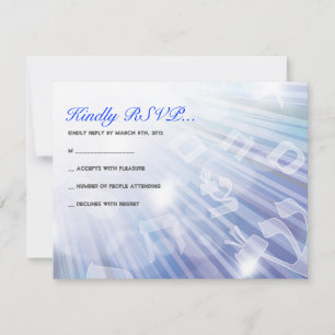 BEAMS OF LIGHT Bar Bat Mitzvah Reply Card RSVP Kaartje