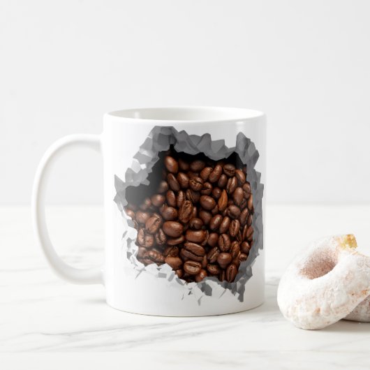 Bean Espresso Caféine à café murale cassé Mug (Avec donut)