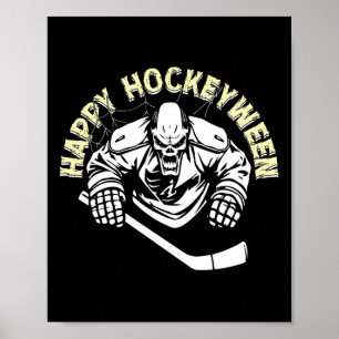 Beangstigend Hockey Speler Gelukkig Hockeyween IJs Poster