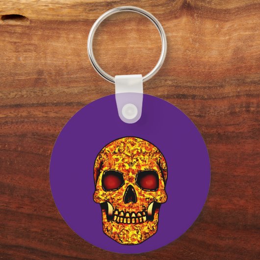 Beangstigende Halloween schedel met rode ogen Sleutelhanger (Achterkant)