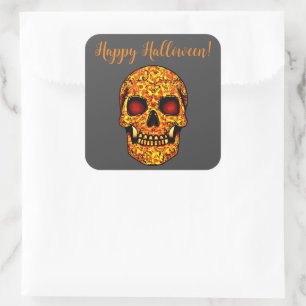 Beangstigende Halloween schedel met rode ogen  Vierkante Sticker