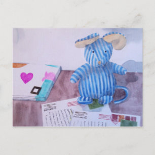 Beanie schrijft zijn briefkaarten