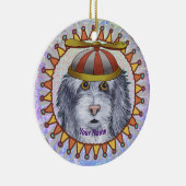 Beanie Sheep Dog, aangepaste naam Keramisch Ornament (Rechts)