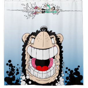 Beano Gnasher "Jaws" parodie douchegordijn 🚿