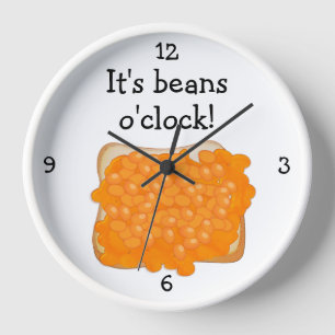 Beans O-Clock, leuk eten grafisch groots klok