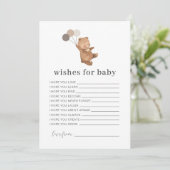 Bear 3 Balloons Brown Voeux pour carte bébé (Debout devant)