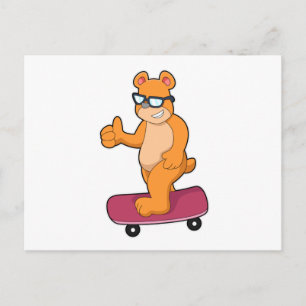 Bear als Skater met Skateboard Briefkaart