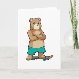 Bear als skater met skateboard kaart