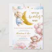 Bear and balloon Gender Reveal Invitation (Devant)
