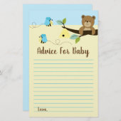 Bear and Bumble Bee Boy Baby shower Conseils Carte (Devant / Derrière)