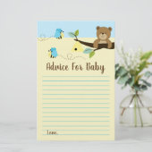 Bear and Bumble Bee Boy Baby shower Conseils Carte (Debout devant)