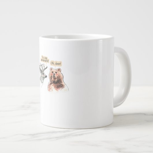 Bear And Deer Conversation Funny Wildlife Design Extra Grote Beker (Voorkant rechts)
