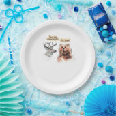 Bear And Deer Conversation Funny Wildlife Design Papieren Bordje (Feest)
