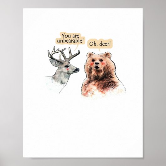 Bear And Deer Conversation Funny Wildlife Design  Poster (Voorkant)