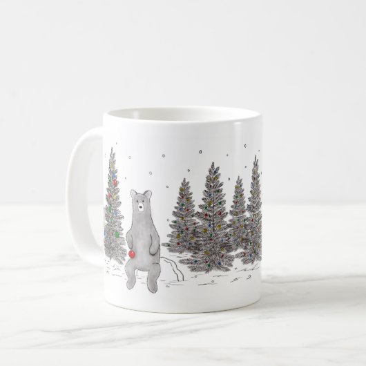 Bear and Tree Christmas Mug, Merry and Bright Mug (Devant gauche)