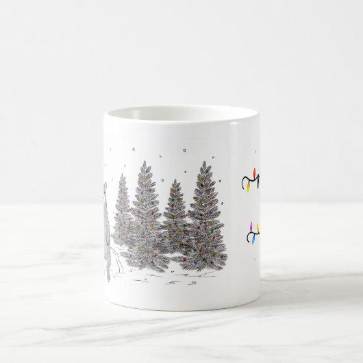 Bear and Tree Christmas Mug, Merry and Bright Mug (Centre)