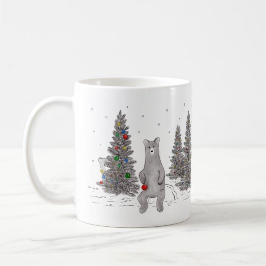 Bear and Tree Christmas Mug, Merry and Bright Mug (Gauche)