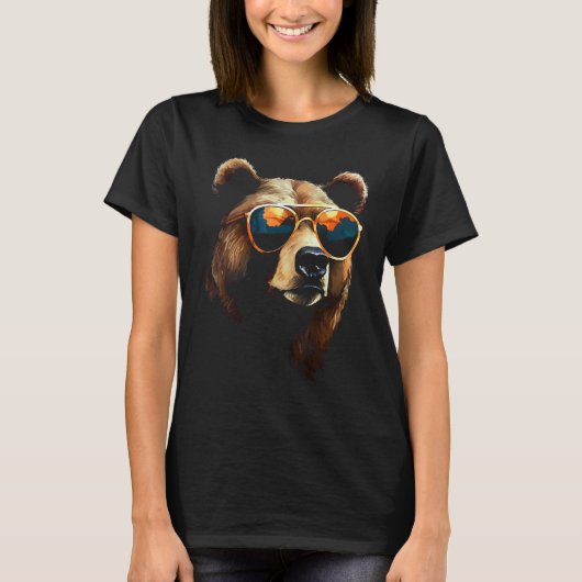Bear Animal Sunglasses T-shirt (Voorkant)