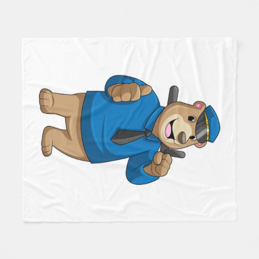 Bear as Police officer with Police hat Fleece Deken (Voorkant (Horizontaal))
