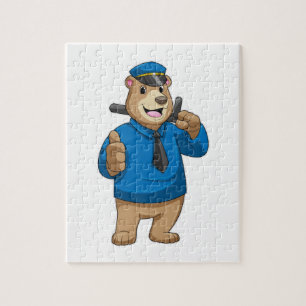 Bear as Police officer with Police hat Legpuzzel