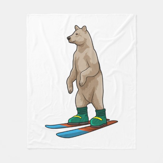 Bear as Skier with Ski Fleece Deken (Voorkant)