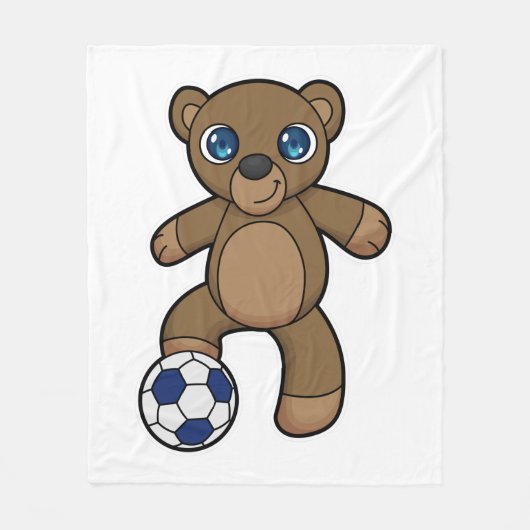 Bear as Soccer player with Soccer ball Fleece Deken (Voorkant)
