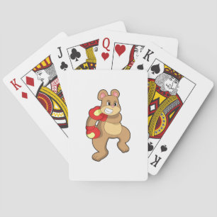 Bear at Boxing with Boxing gloves Pokerkaarten