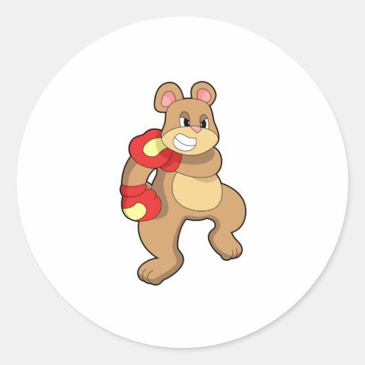 Bear at Boxing with Boxing gloves Ronde Sticker (Voorkant)