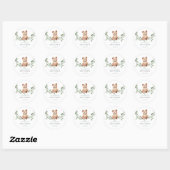 Bear Baby shower Classic Round Sticker (Feuille)