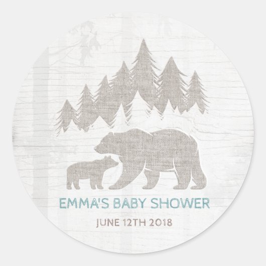 Bear Baby shower Favoriser Balise Sticker Seal Ave (Devant)