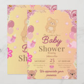 Bear Baby shower invitation  (Devant / Derrière)