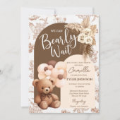 Bear Baby shower Invitation Bleu Balloon (Devant)