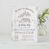 Bear Baby shower Invitation Garçon Aventure Douche (Debout devant)