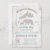 Bear Baby shower Invitation Garçon Aventure Douche (Devant)