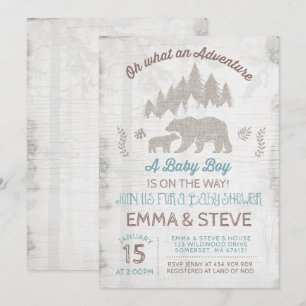 Bear Baby shower Invitation Garçon Aventure Douche