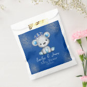 Bear Baby Shower Prince Sparkly Blue Boys Bedankzakje (Gezegeld)