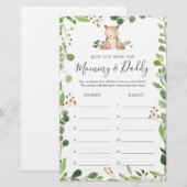 Bear Baby shower Quel Âge Avaient-Ils Jeu Carte (Devant / Derrière)