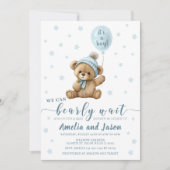 Bear ballon garçon baby shower invitation invitati (Devant)