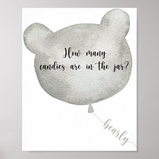 Bear Balloon devine combien de bonbons poster (Devant)