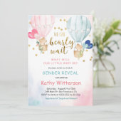 Bear Balloon Gender Reveal Baby Shower Invitation (Debout devant)
