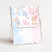 Bear Balloon Gender Reveal Sign Poster