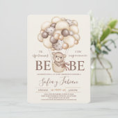 Bear Balloons Baby shower Espagnol Invitation (Debout devant)