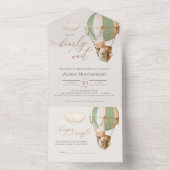 Bear Balloons Baby shower Tous en une invitation (À l'intérieur)