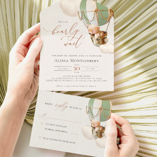 Bear Balloons Baby shower Tous en une invitation