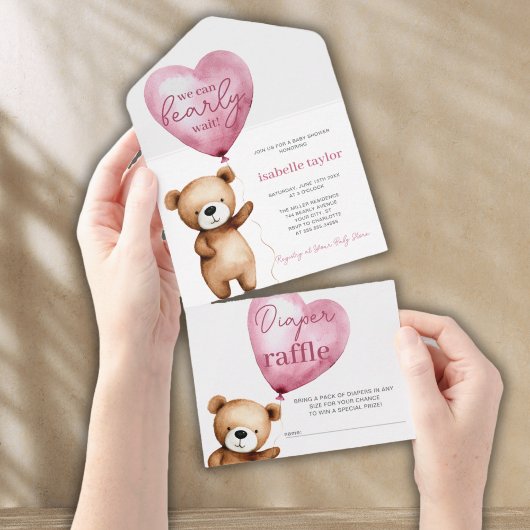Bear Balloons Baby shower Tous en une invitation