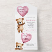 Bear Balloons Baby shower Tous en une invitation (À l'intérieur)