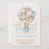 Bear Balloons Boy Baby shower Invitation (Devant)